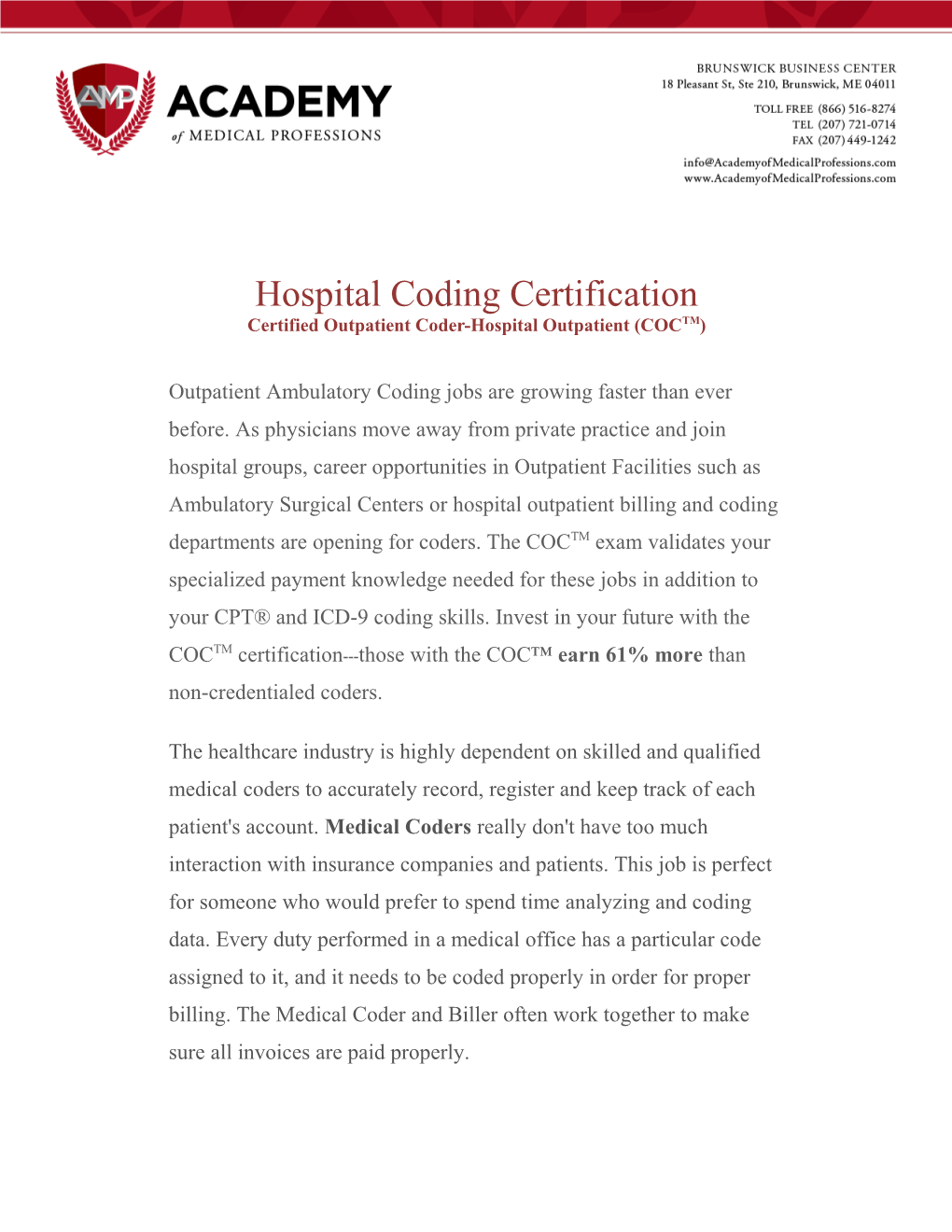 Certified Outpatient Coder-Hospital Outpatient (COCTM)