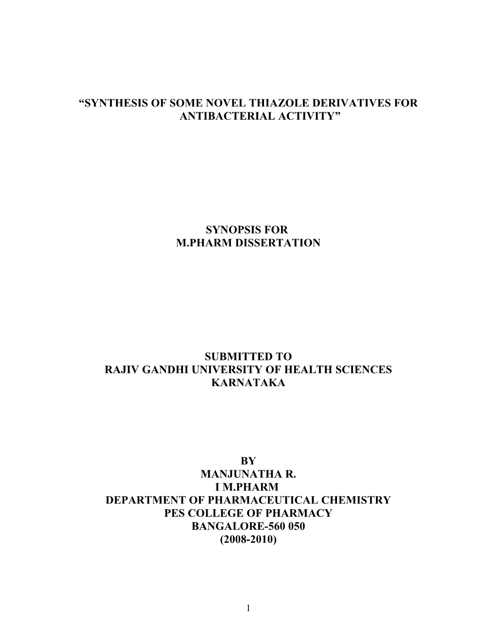 Synthesis, Characterization and Antimicrobial Activity of Some Novel 2-Substituted