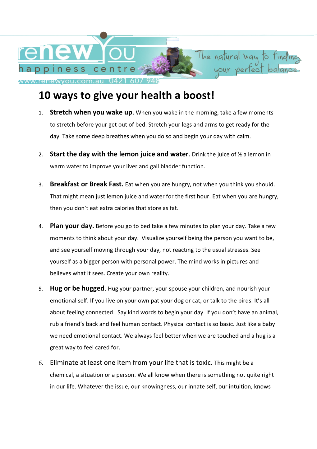 10 Ways to Give Your Health a Boost!