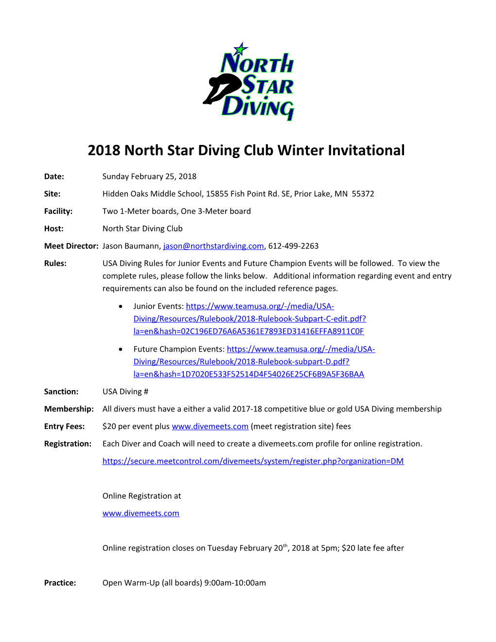 2018North Star Diving Club Winter Invitational