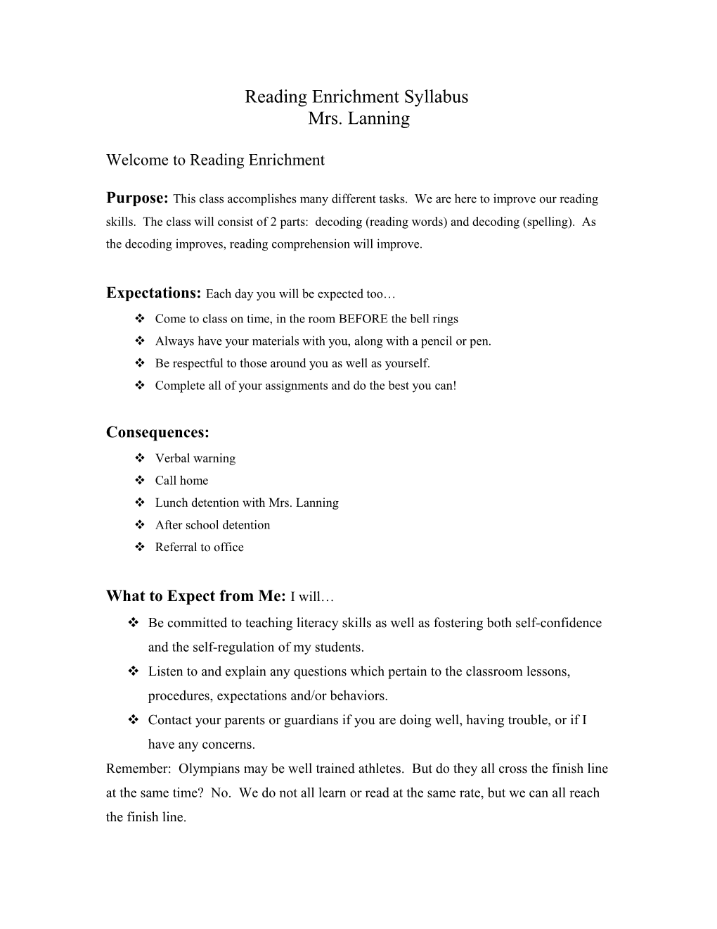 Reading Enrichment Syllabus 2013-2014