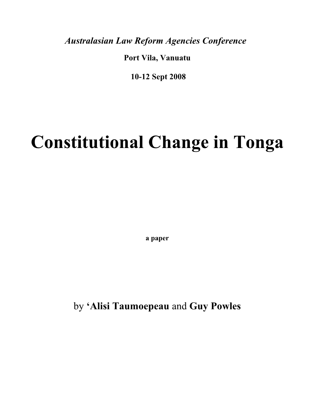 Constitutional Change in Tonga
