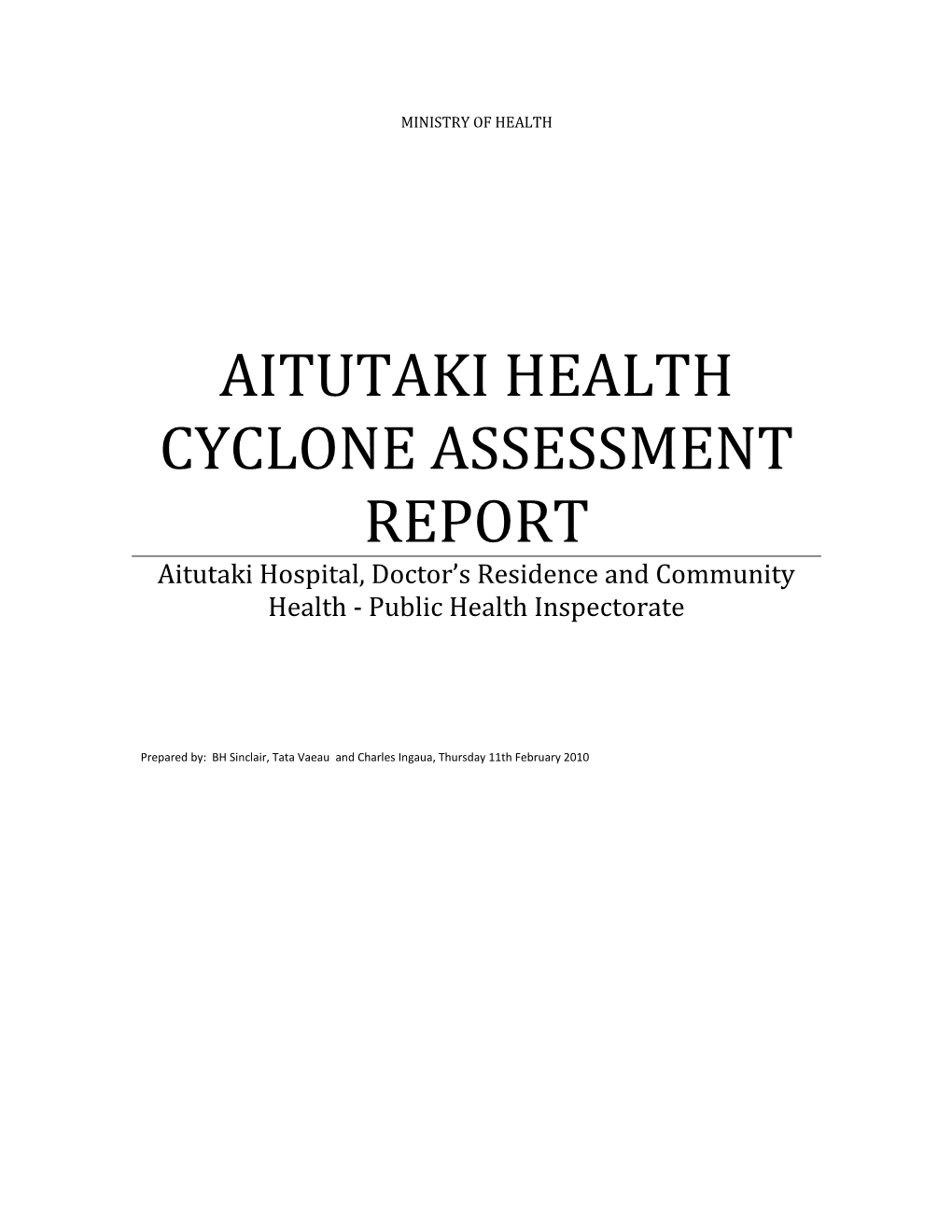 Aitutaki Health Cyclone Assessment Report