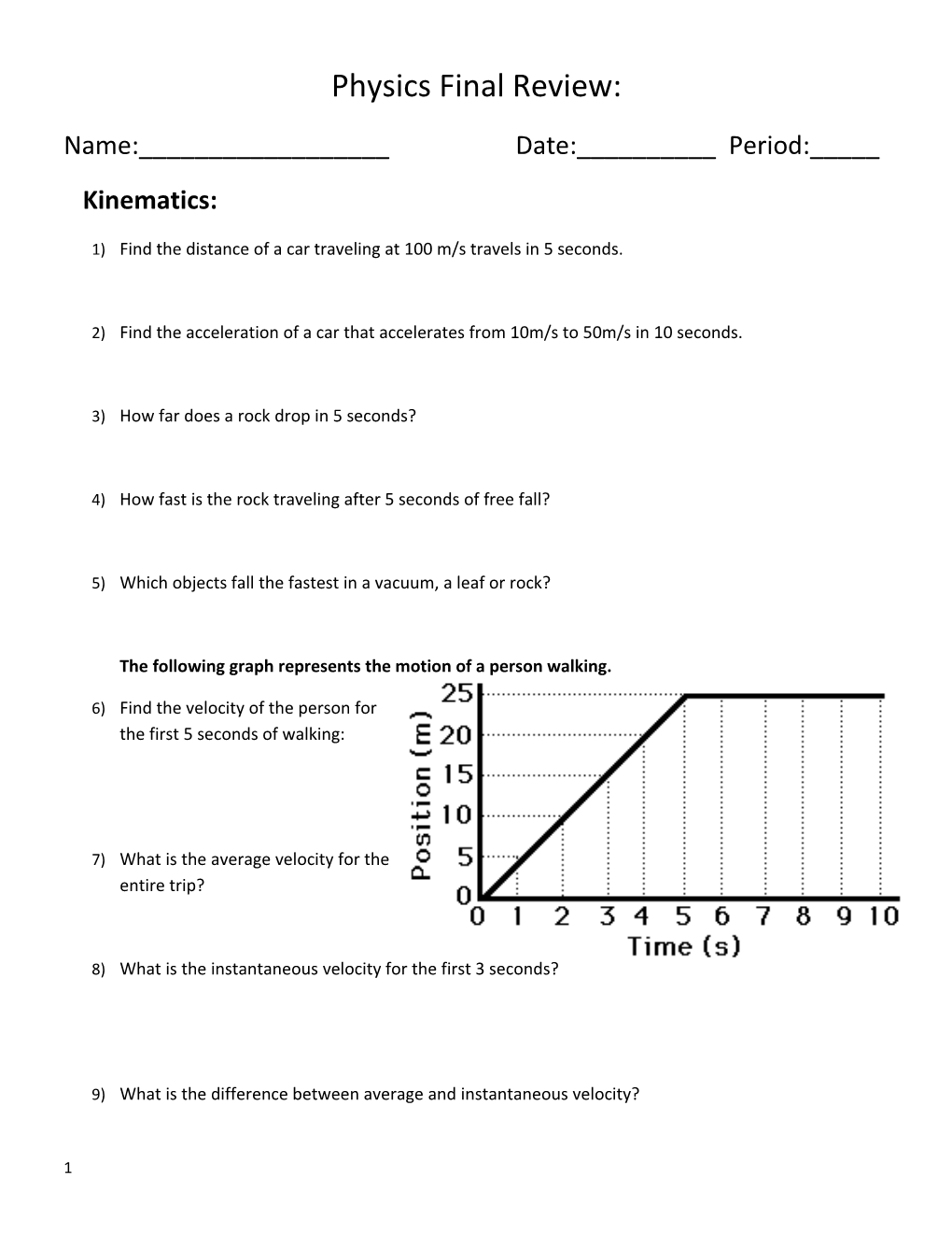 1)Find the Distance of a Car Traveling at 100 M/S Travels in 5 Seconds