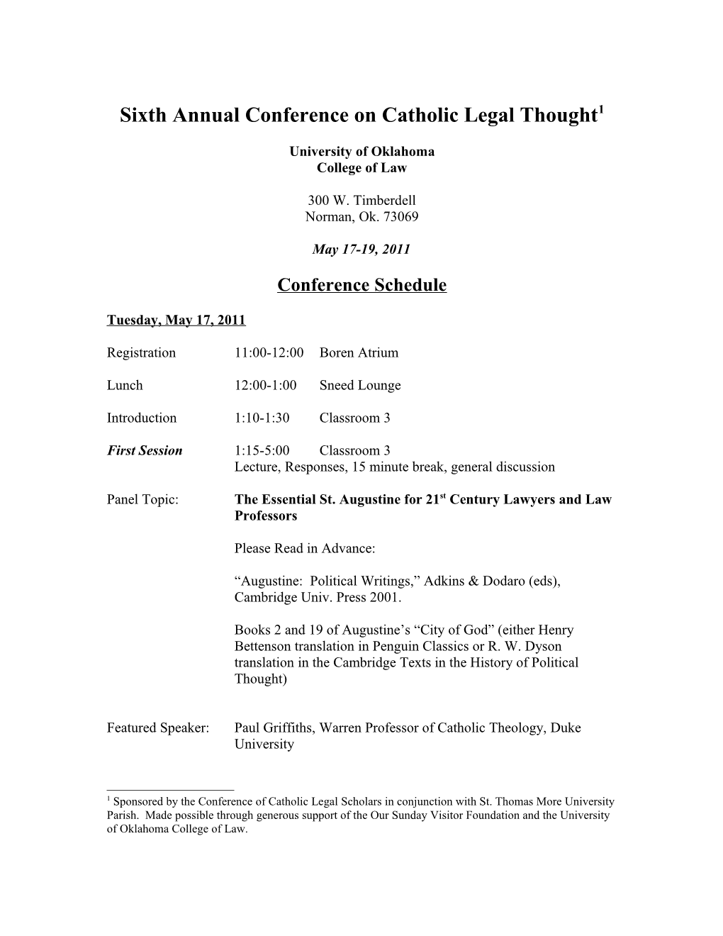 Fifth Annual Catholic Legal Scholars Conference