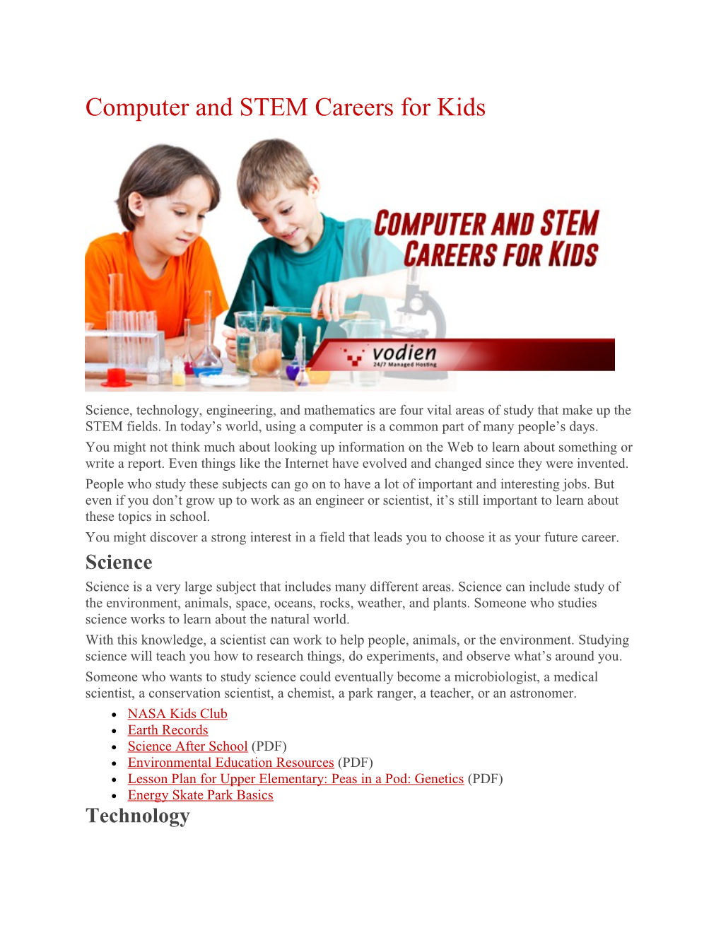 Computer and STEM Careers for Kids