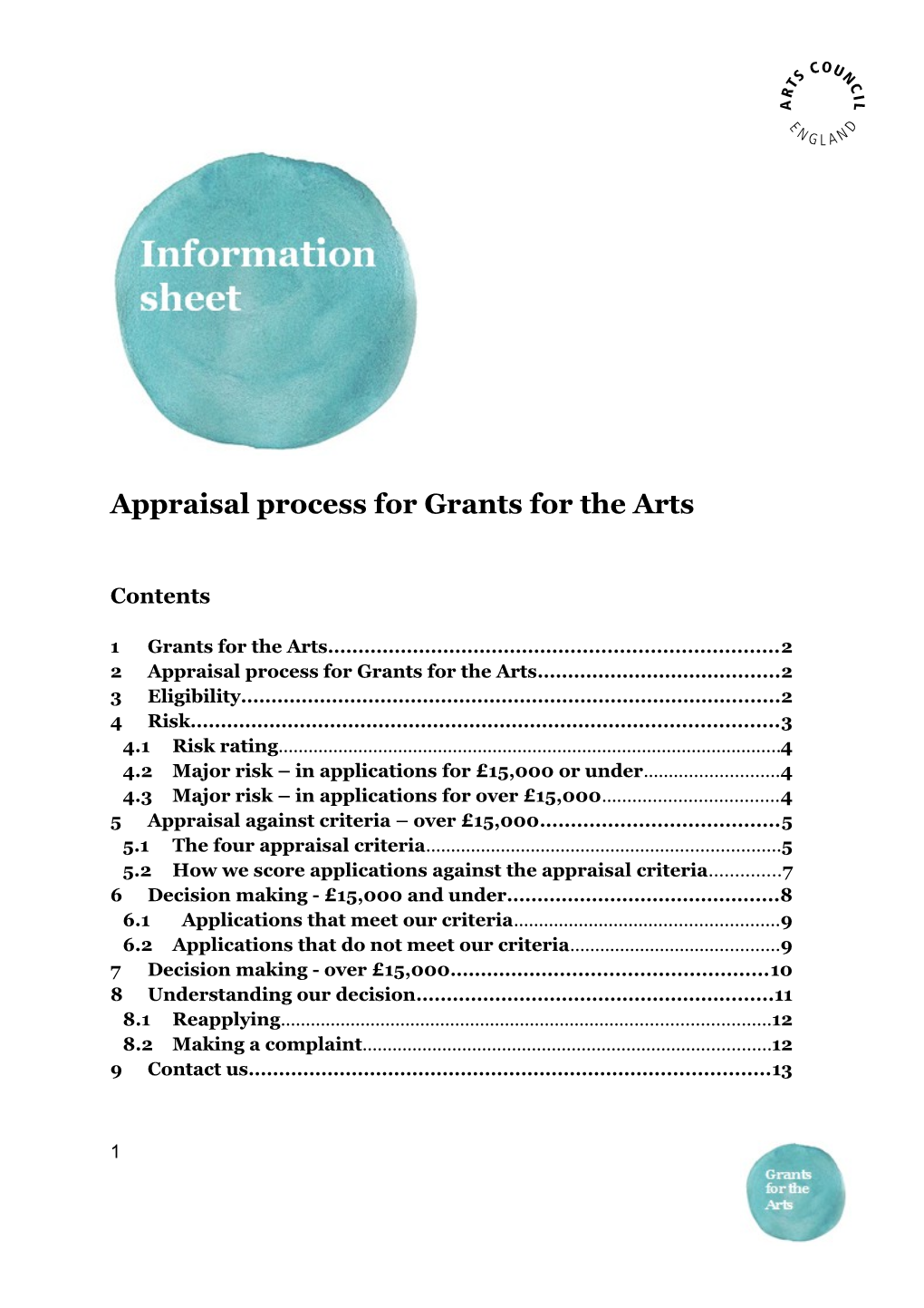 Appraisal Process for Grants for the Arts