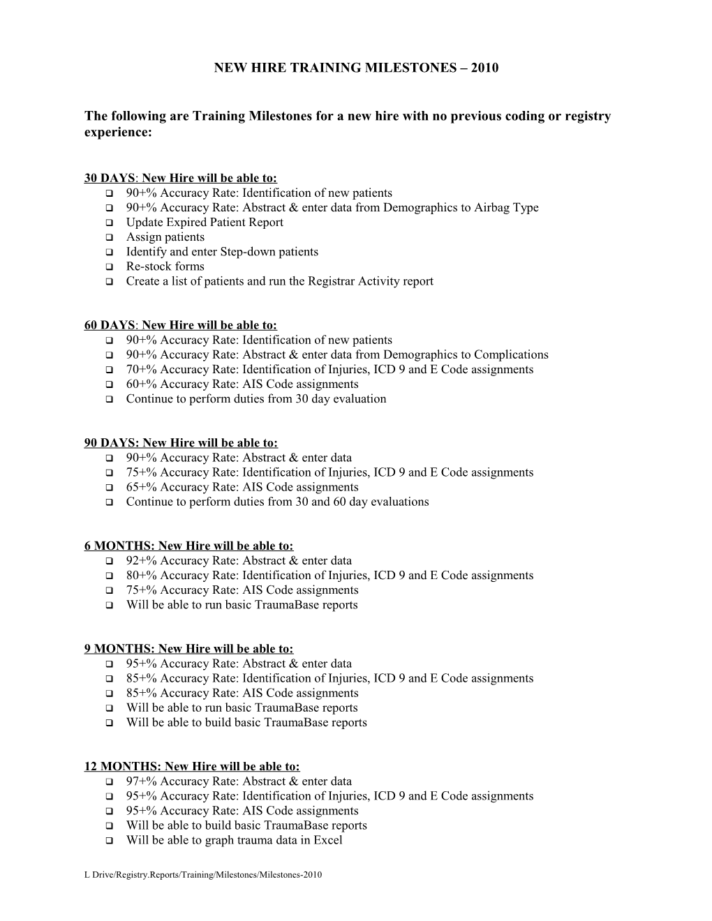 Week One - Abstracting and Entering Trauma Data