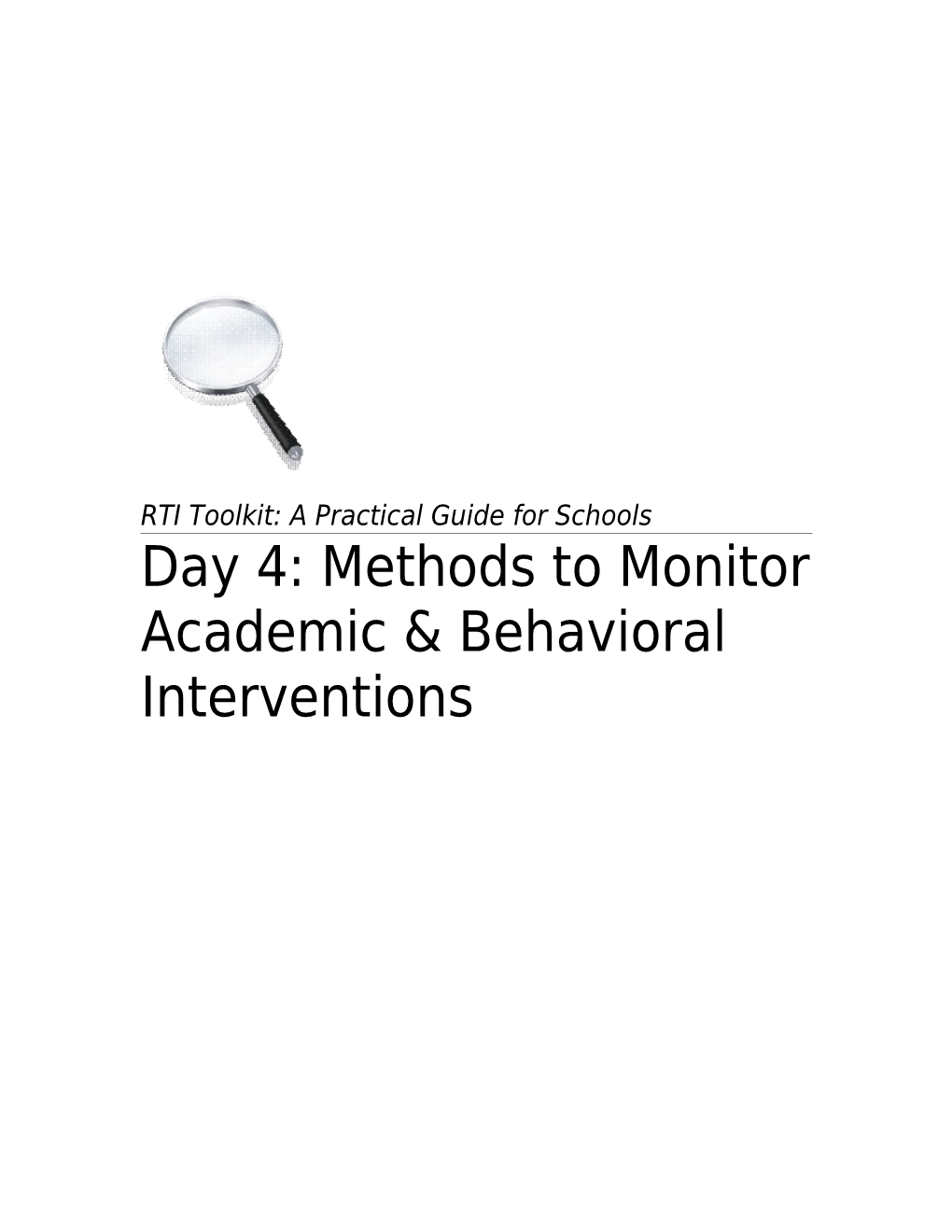 RTI Toolkit: a Practical Guide for Schools