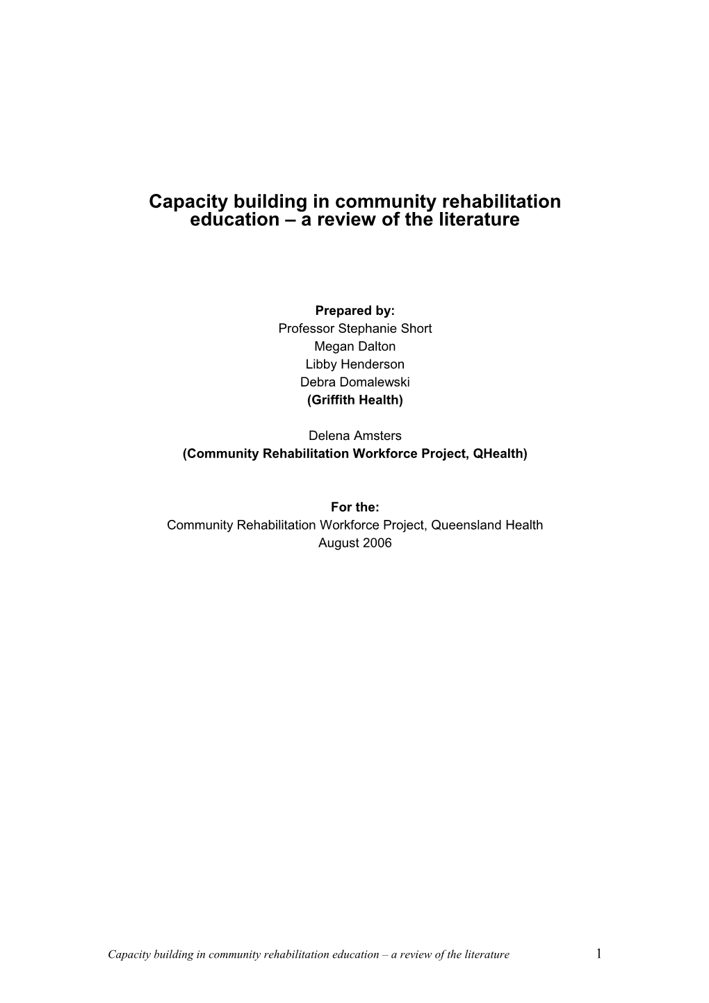 Capacity Building in CR Education a Review of the Literature