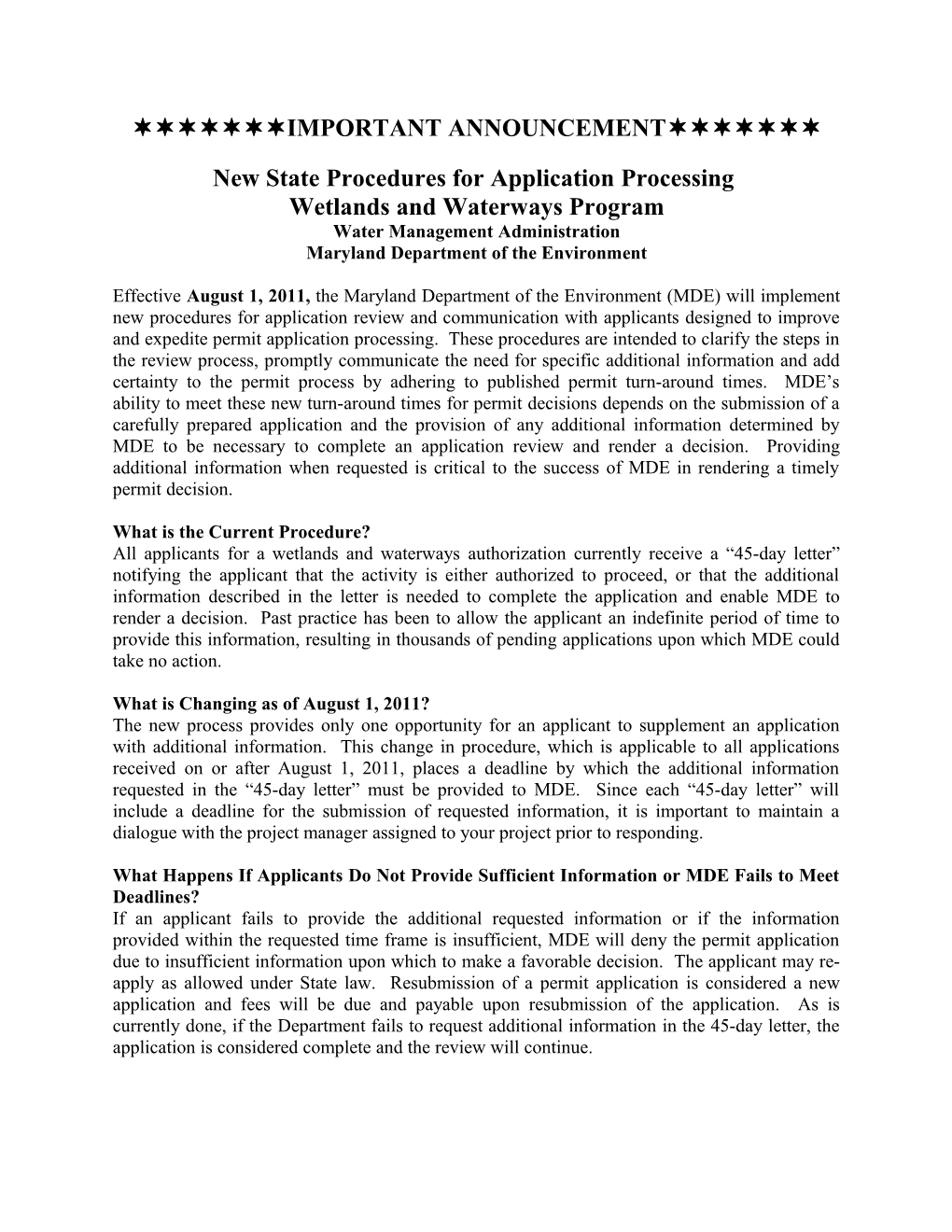 New State Procedures for Application Processing