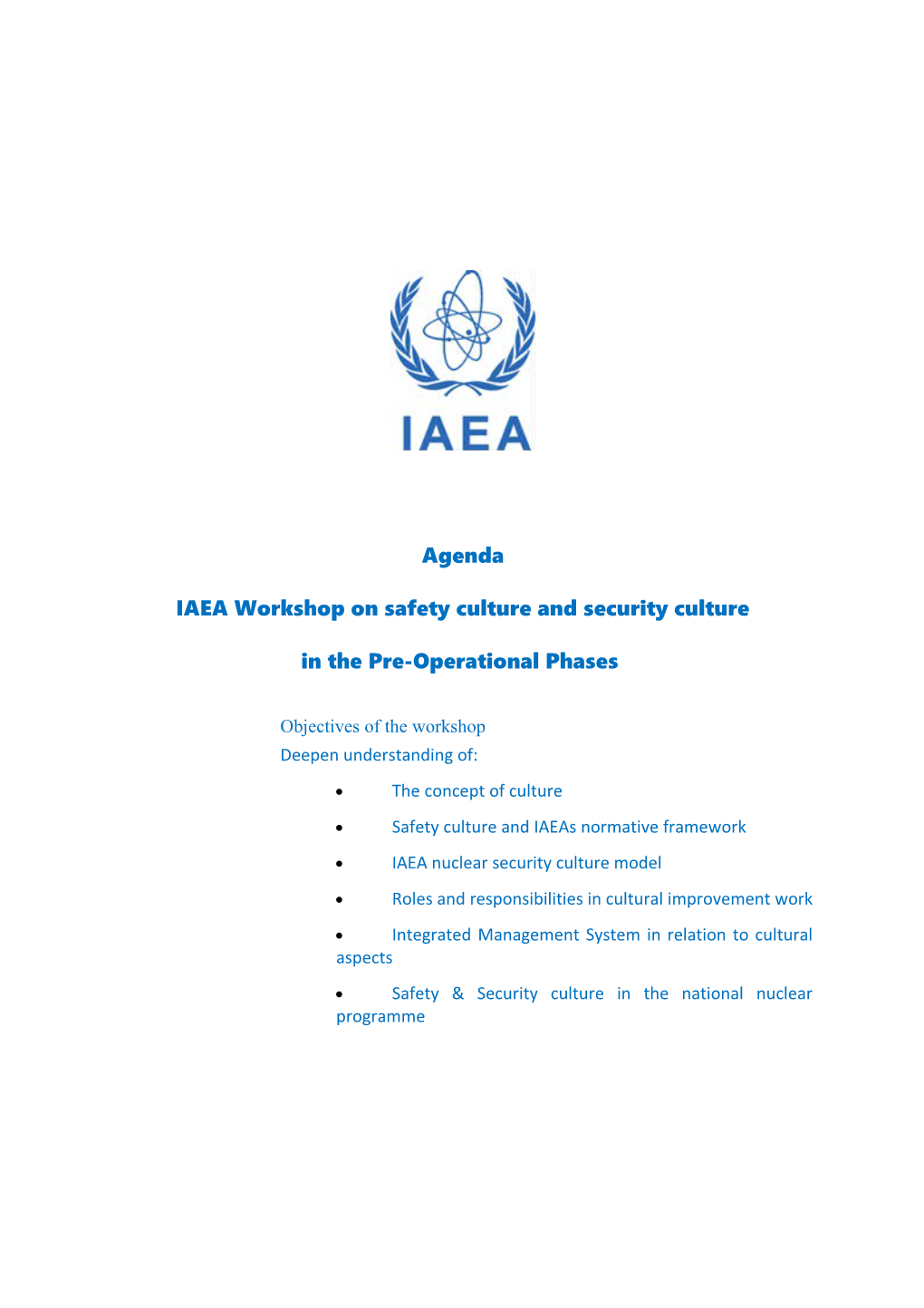IAEA Workshop on Safety Culture and Security Culture