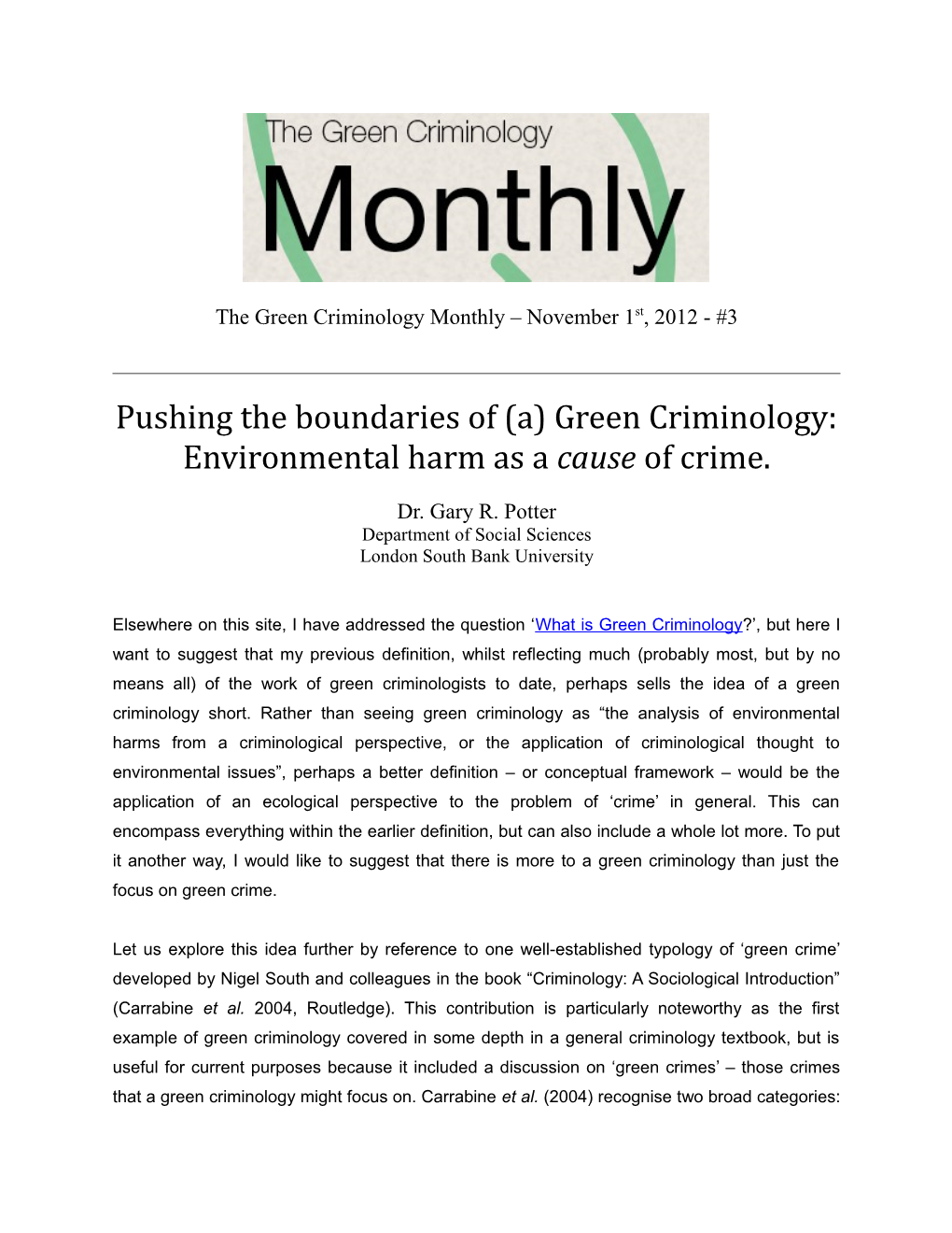 Pushing the Boundaries of (A) Green Criminology