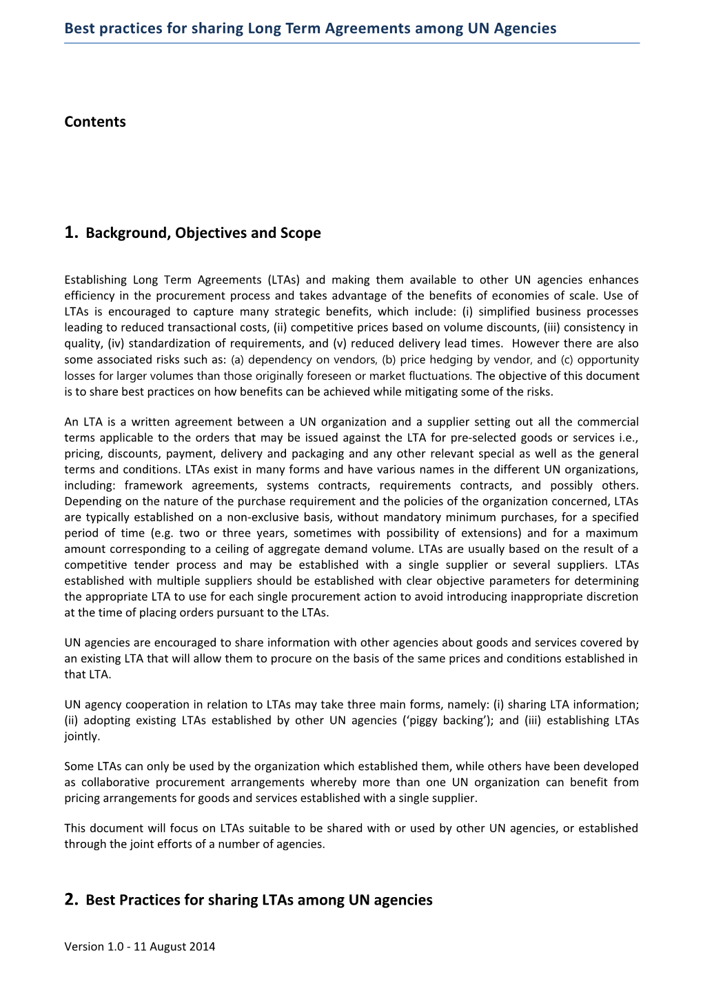 Harmonized Procedures on LTA Sharing