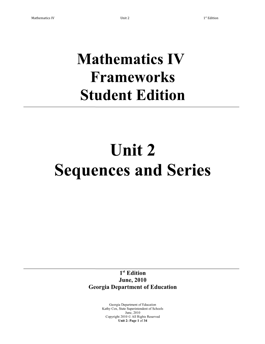 Mathematics Ivunit 21St Edition