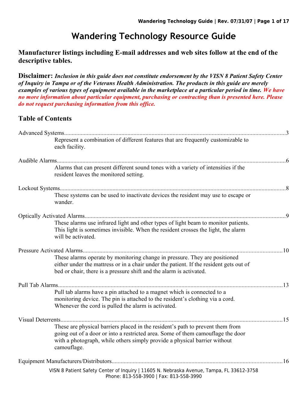 Wandering Technology Guide