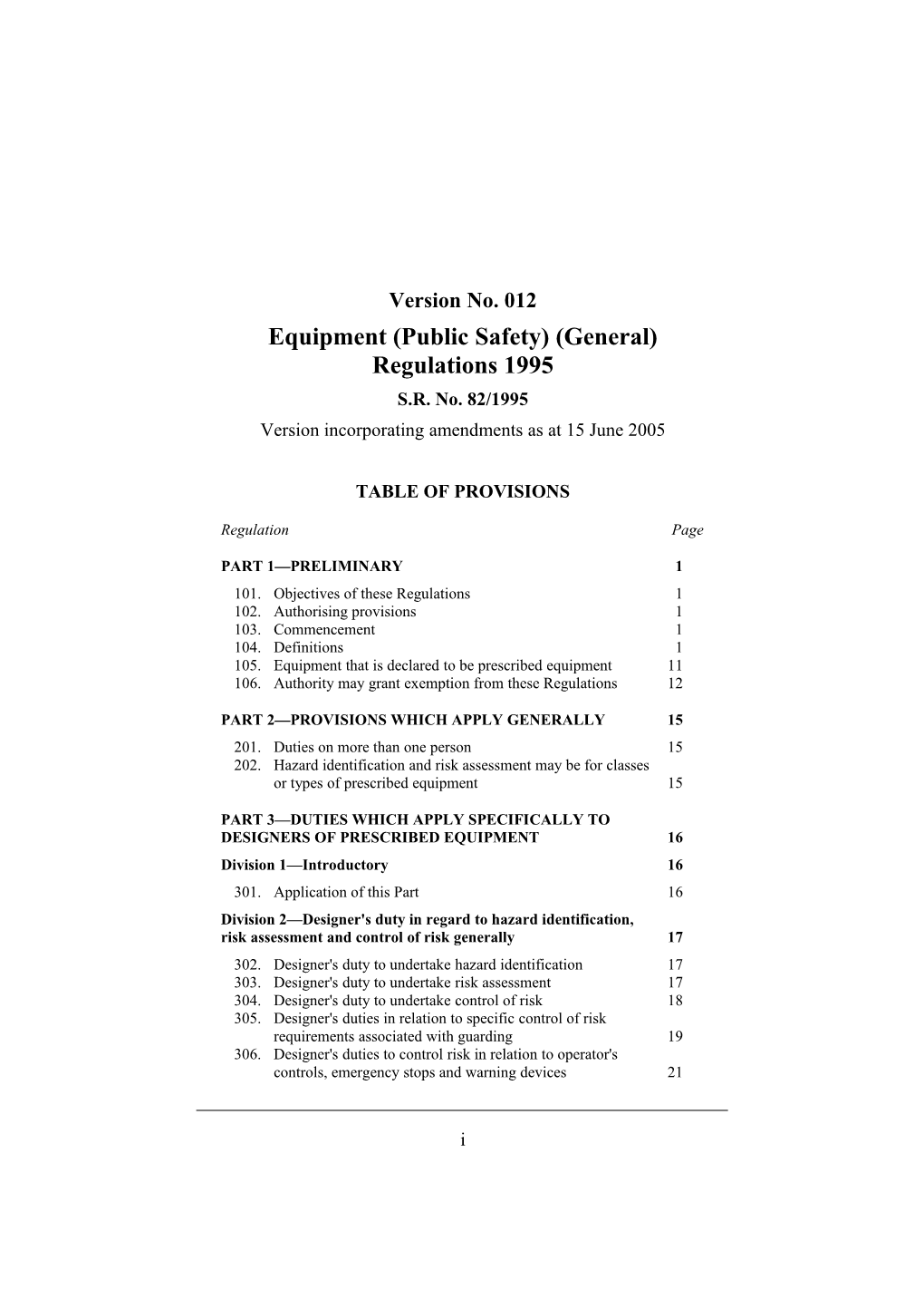 Equipment (Public Safety) (General) Regulations 1995