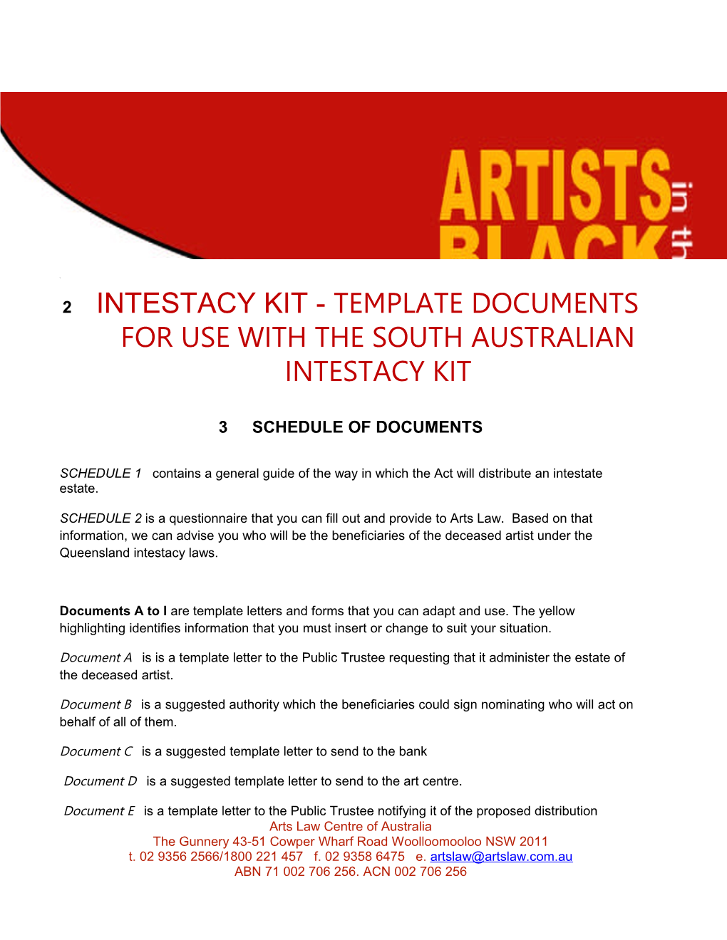 Intestacy Kit -Templatedocuments for Use with the South Australian Intestacy Kit