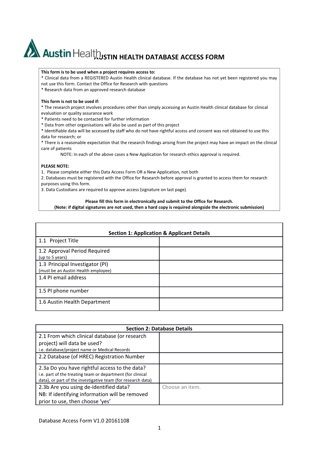 This Form Is to Be Used When a Project Requires Access To