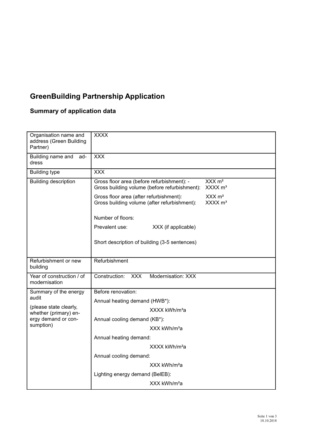 Greenbuilding Partnership Application