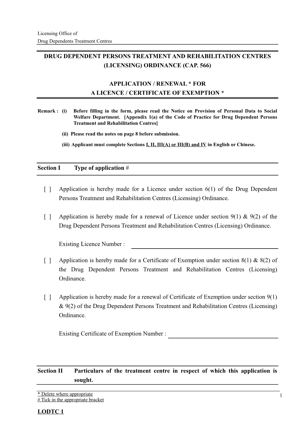 Drug Dependent Persons Treatment and Rehabilitation Centres (Licensing) Ordinance (Cap