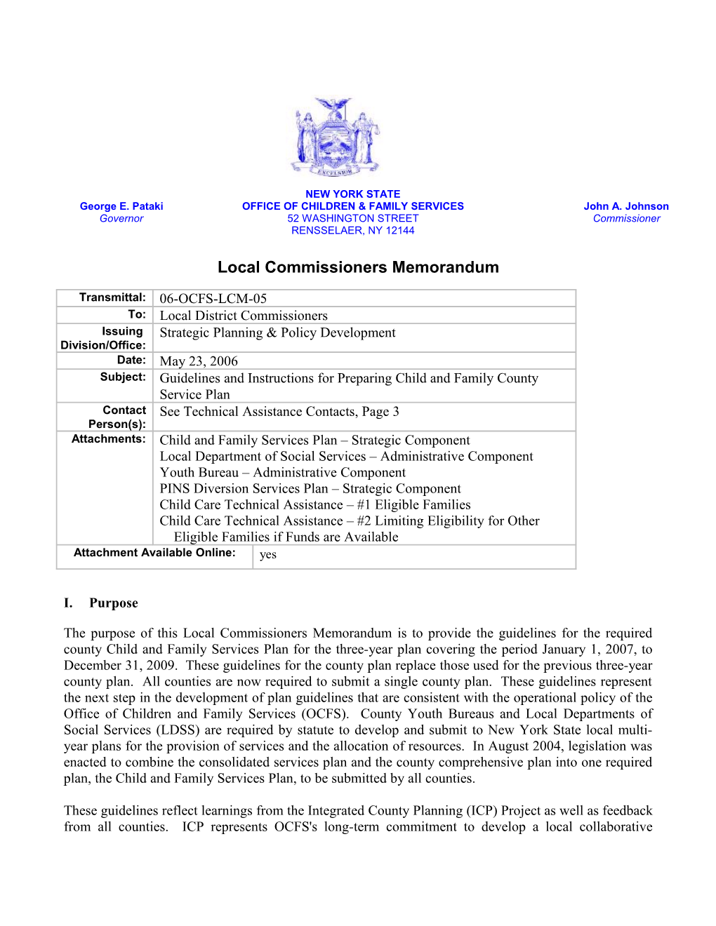 03-OCFS-LCM-19 Guidelines and Instructions for Preparing County Service Plans