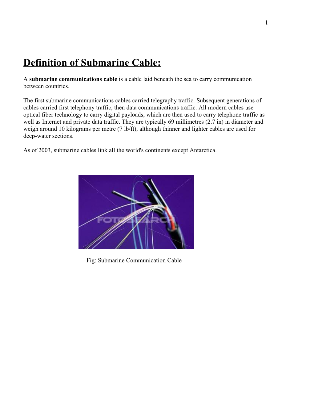 Definition of Submarine Cable