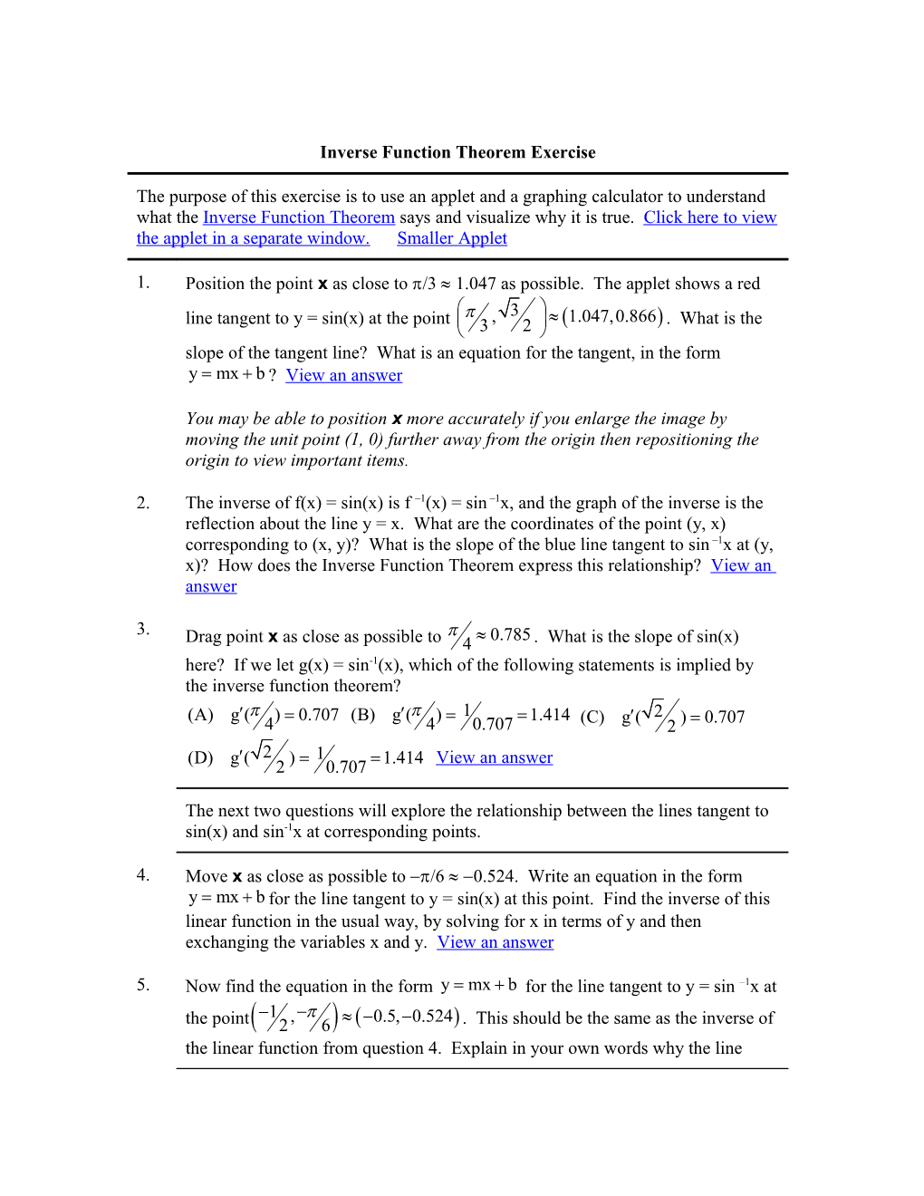 Inverse Function Theorem Exercise