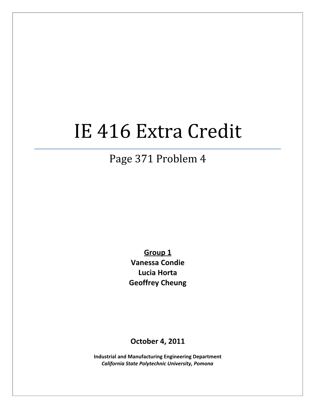 IE 416 Extra Credit