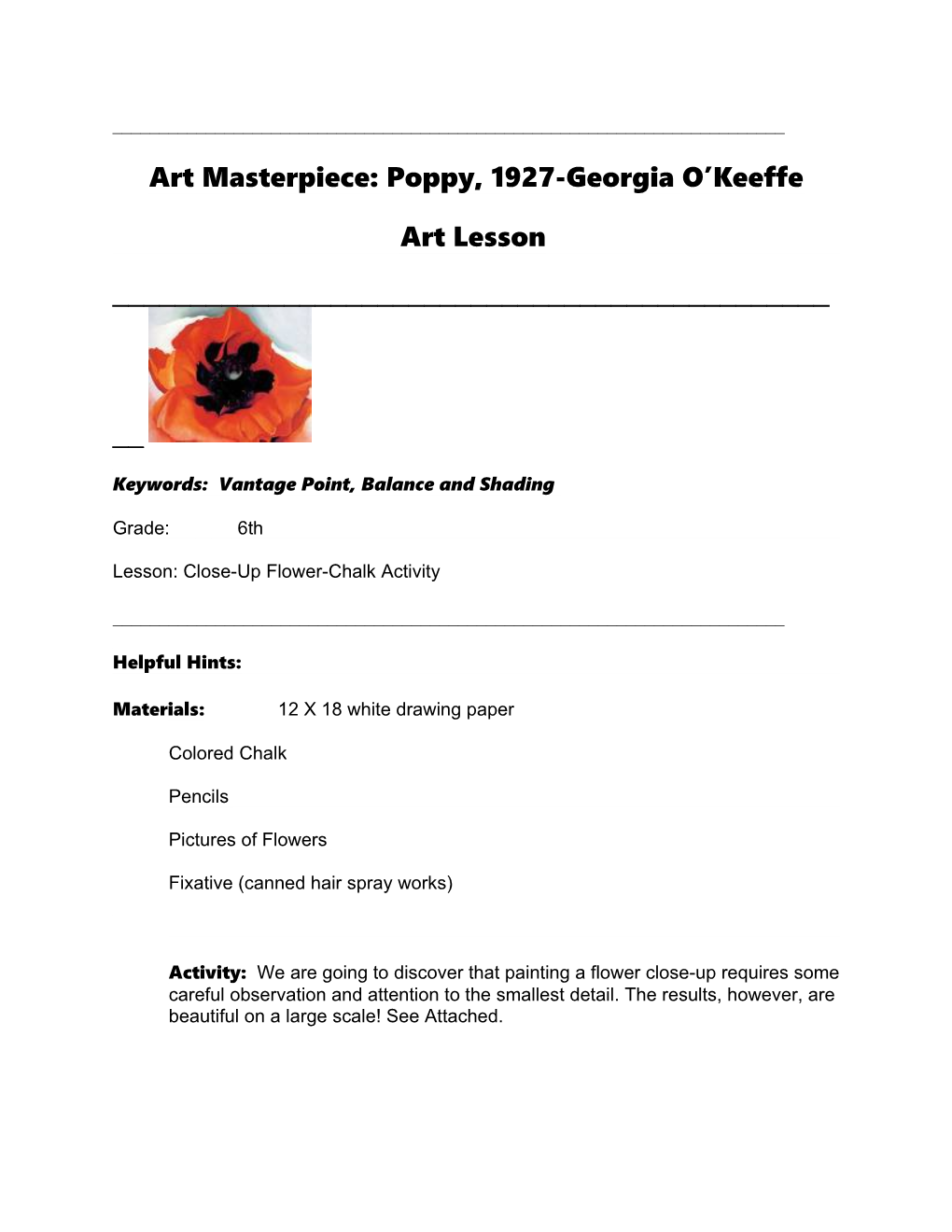 O'keeffe Lesson-Poppy 1