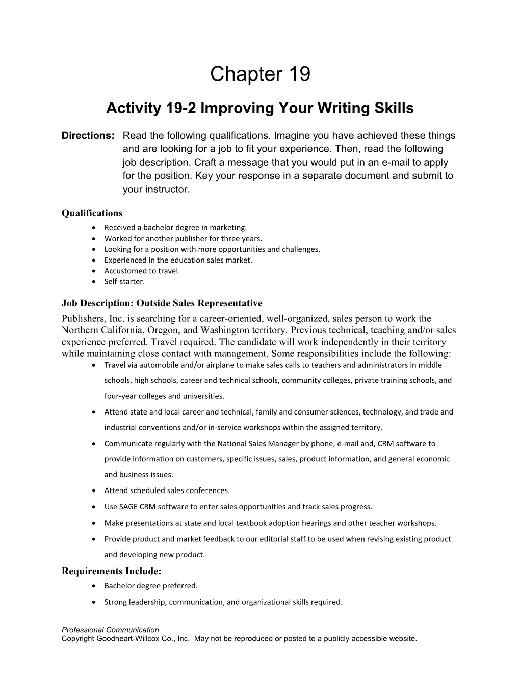 Activity 19-2Improving Your Writing Skills