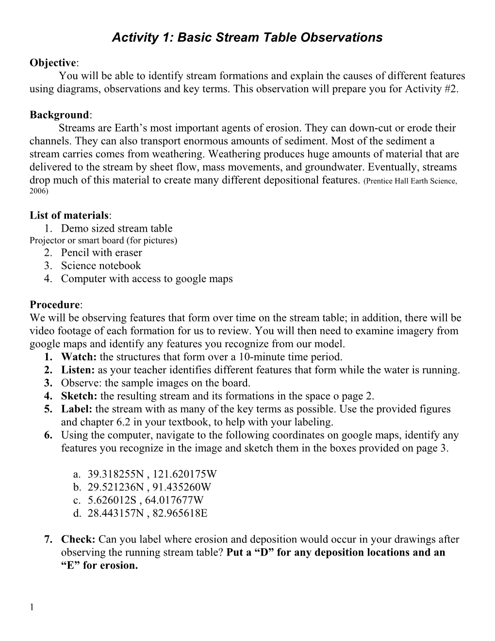 Activity 1: Basic Stream Table Observations