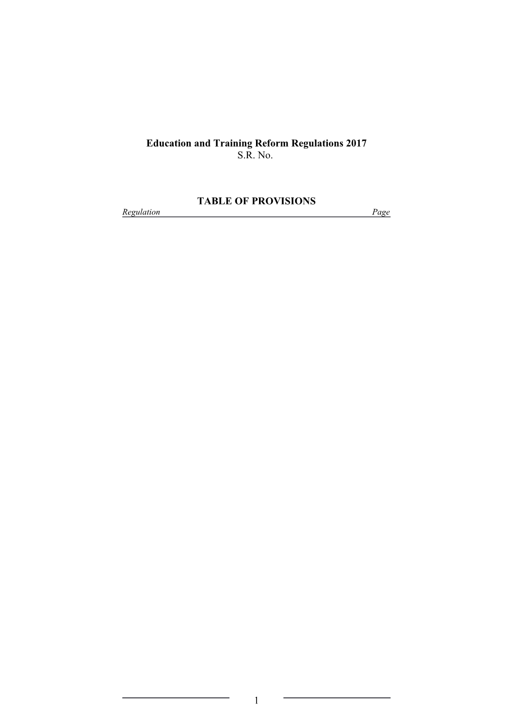 Consultation Draft of the Education and Training Reform Regulations 2017