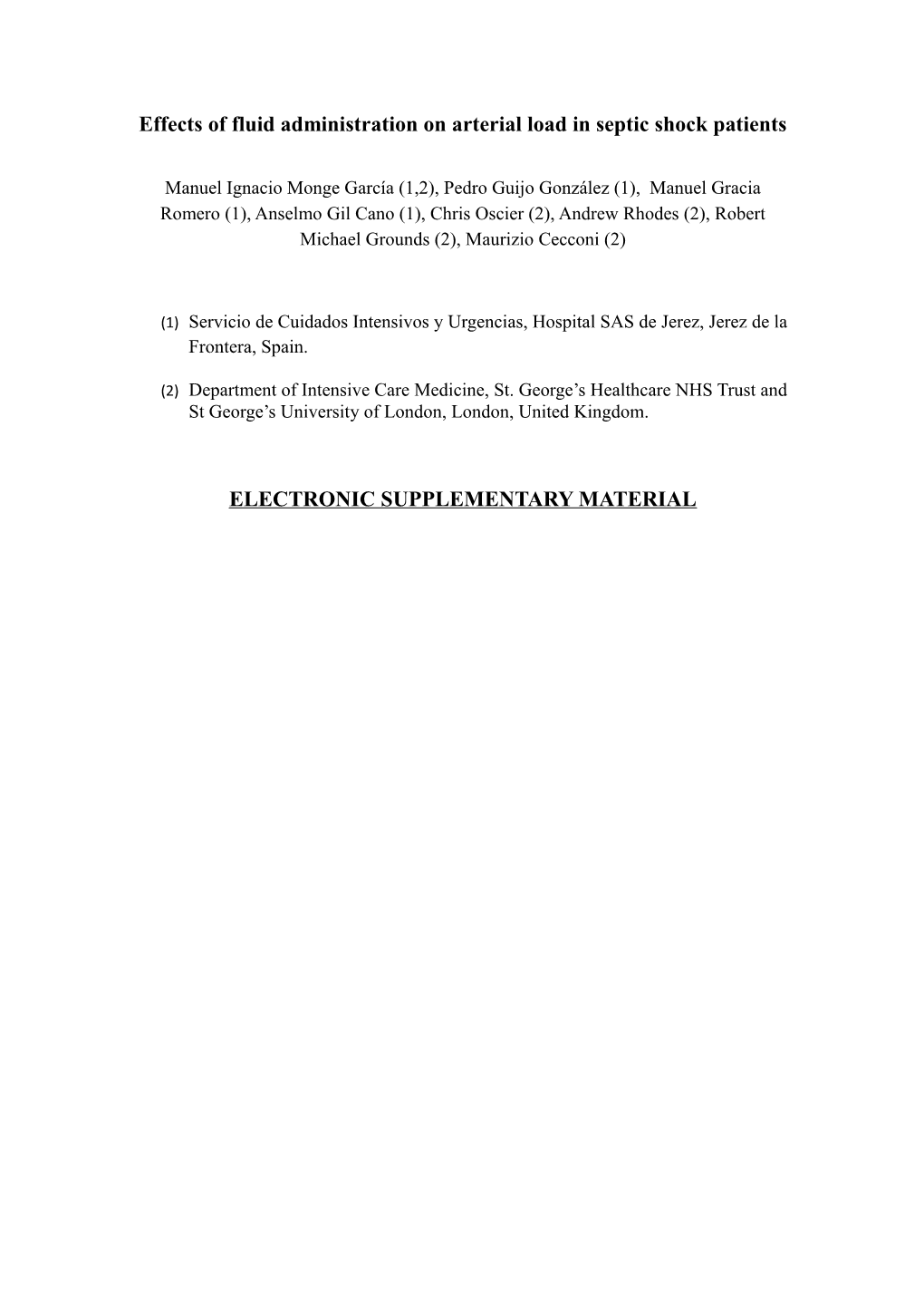 Effects of Fluid Administration on Arterial Load in Septic Shock Patients