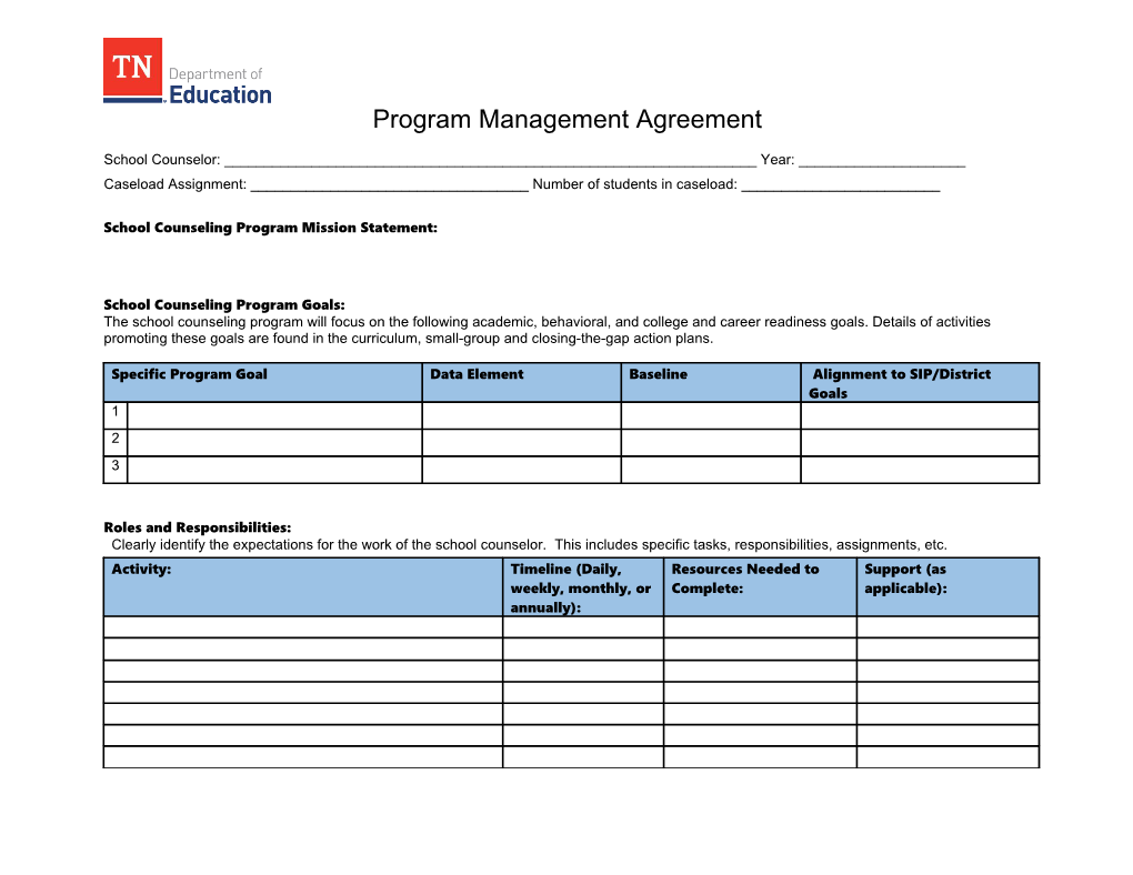 Program Management Agreement