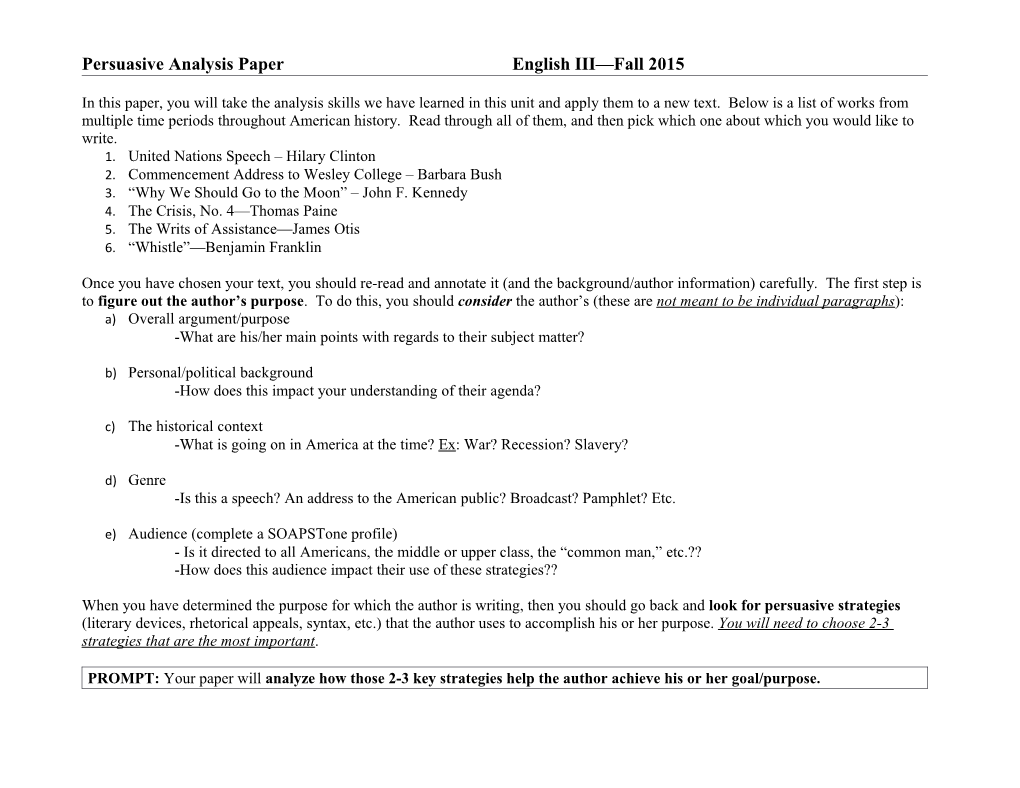 Persuasive Analysis Paperenglish III Fall 2015