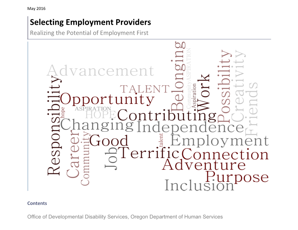 Selecting Employment Providers