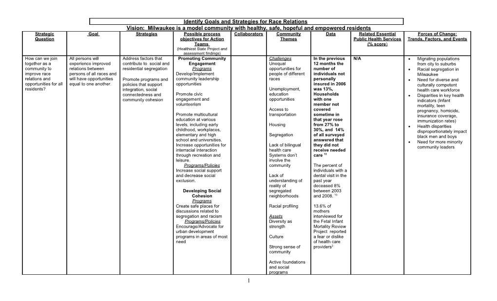 Identify Goals and Strategies for Race Relations