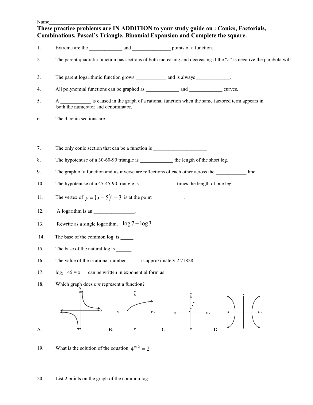 The Function F(X) = - (X - 3)2 + 4 Has a Critical Point at X = 3