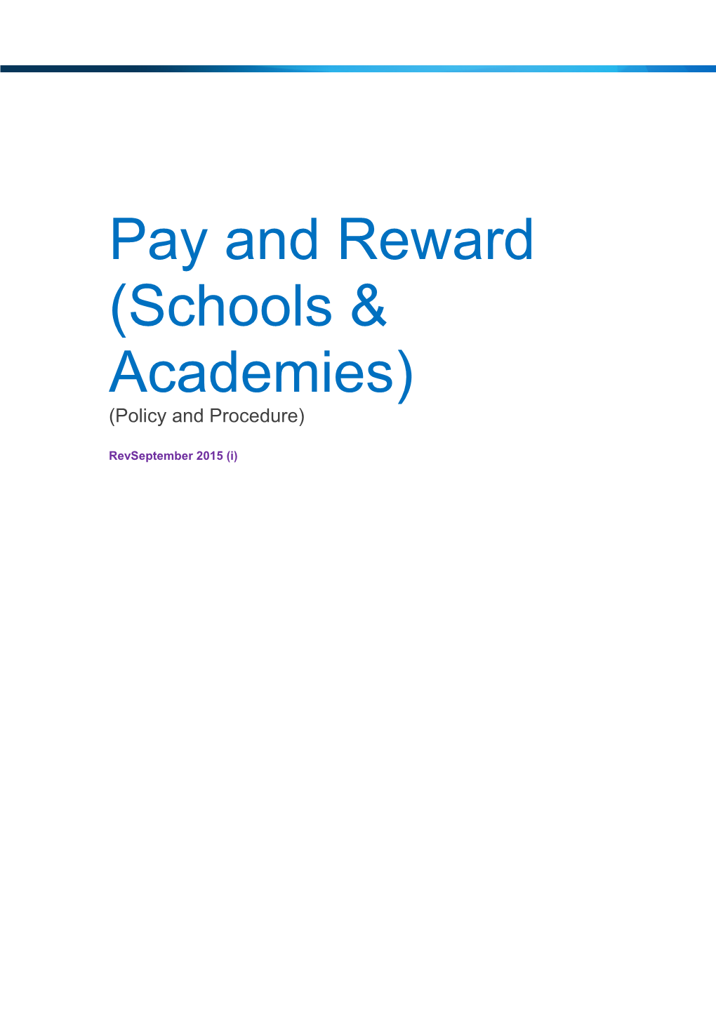 Pay and Reward (Schools & Academies)