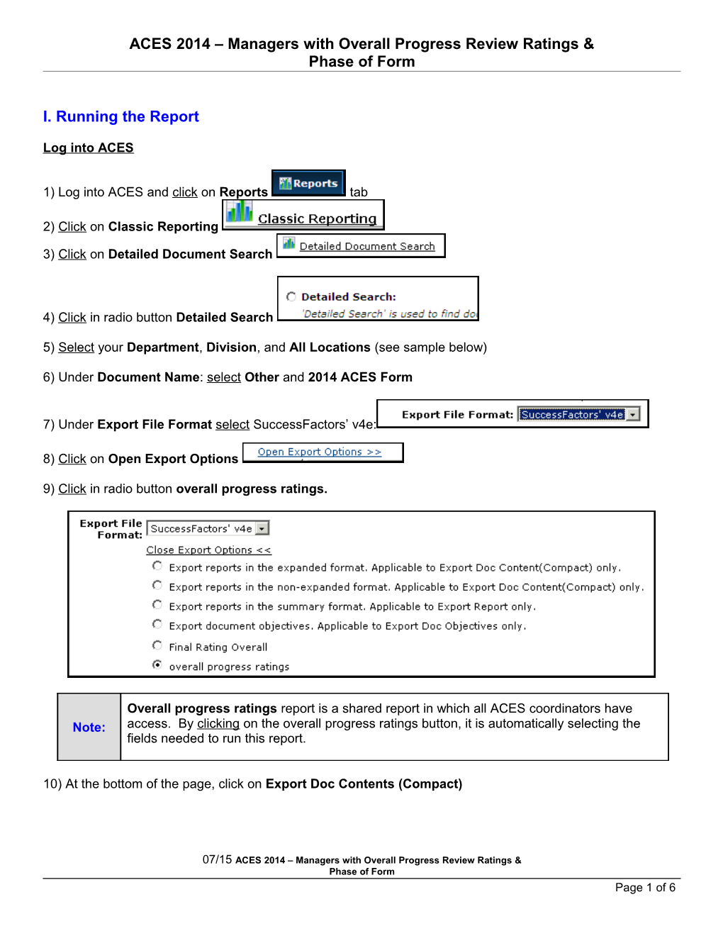 Running a Report of Overall Progress Review Ratings