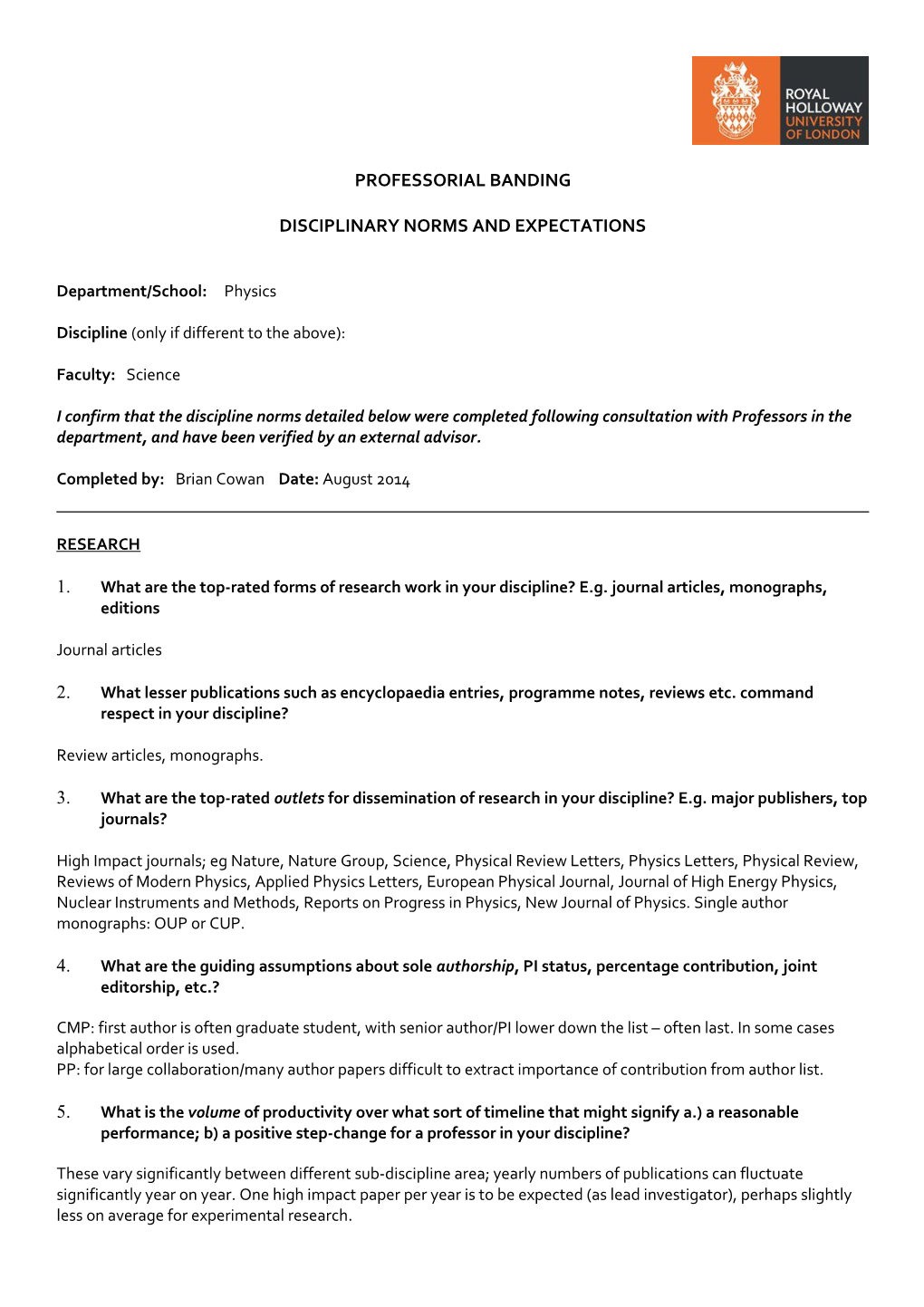 Physics Disciplinary Norms