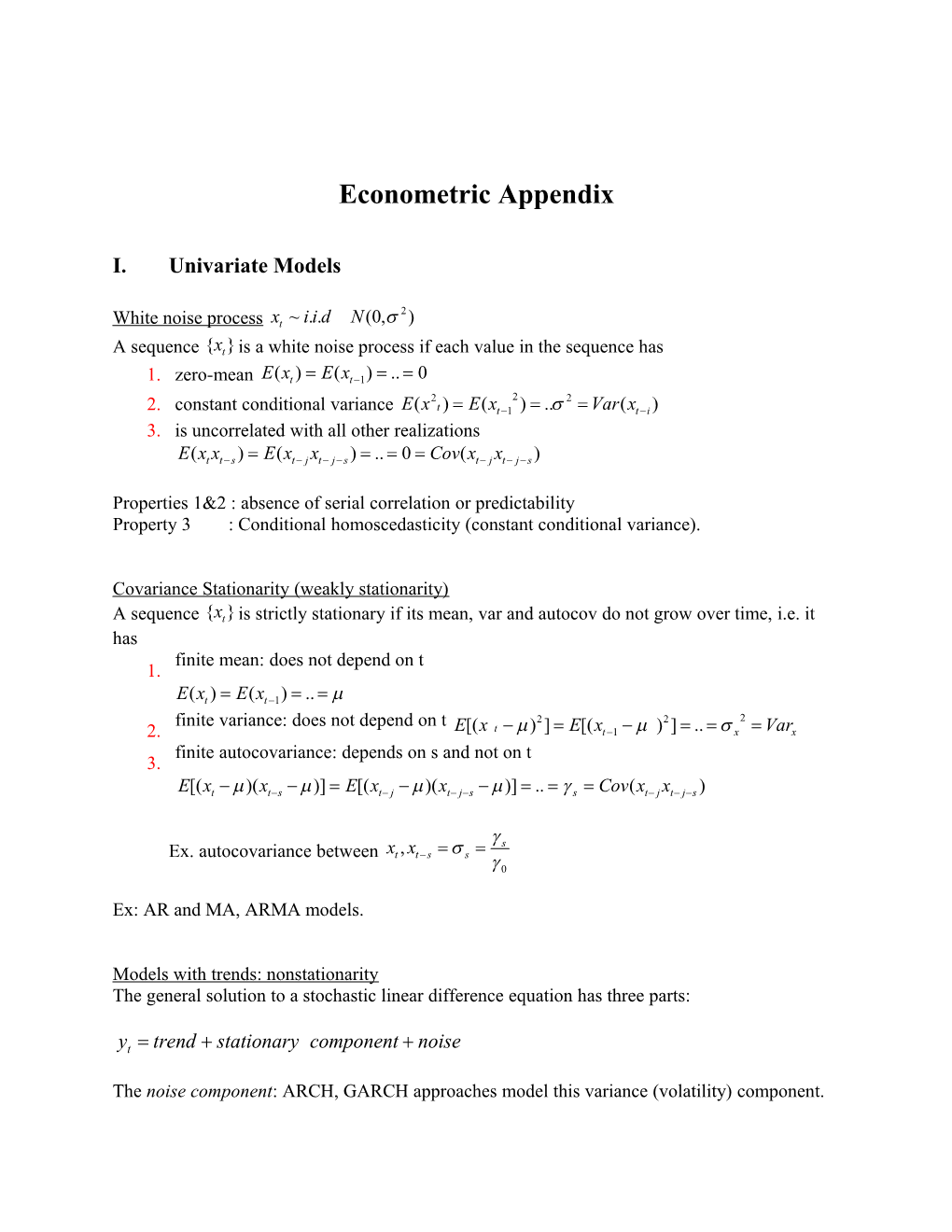 Econometric Appendix