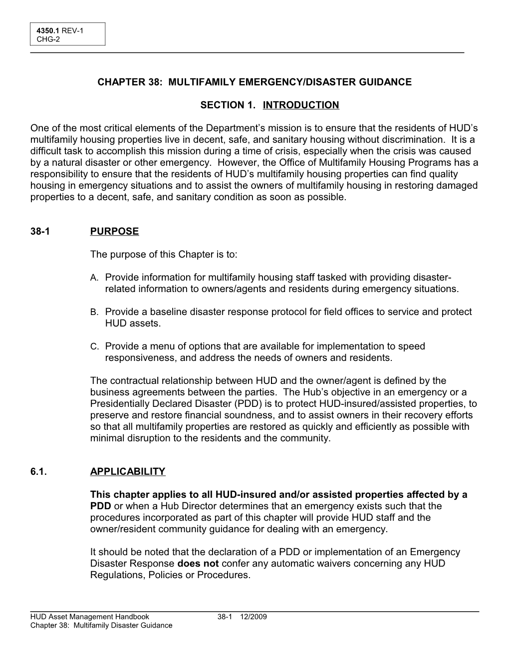 Chapter 38: Multifamily Emergency/Disaster Guidance