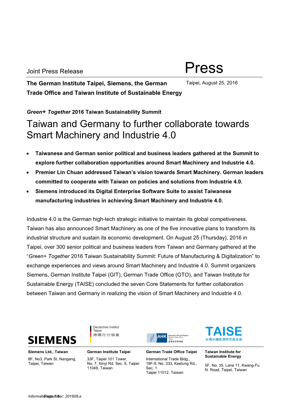 Gemeinsame Pressemitteilung Siemens AG, 4 Logos, En