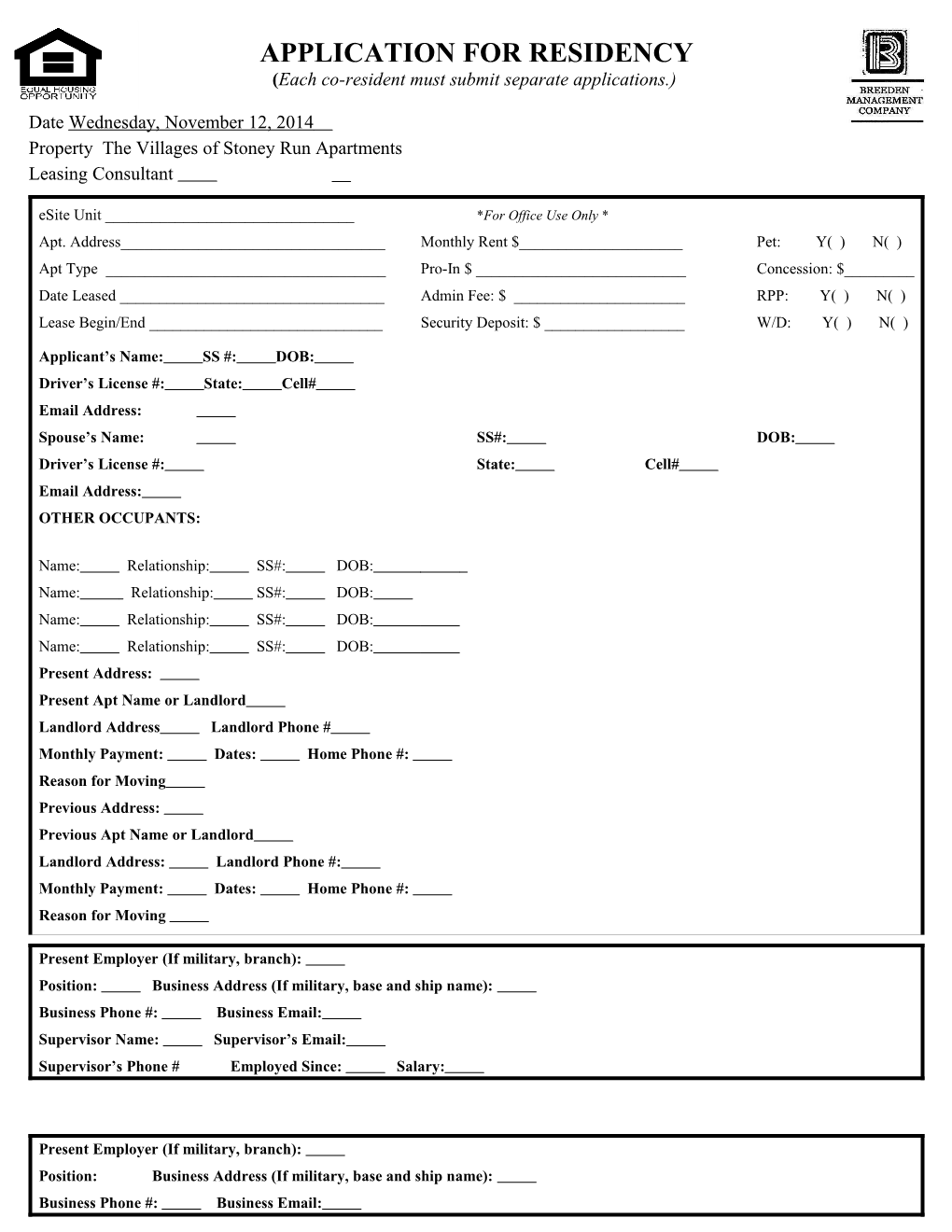 Each Co-Resident Must Submit Separate Applications.