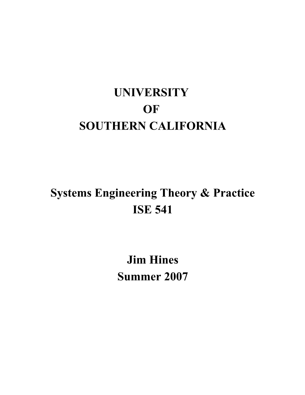 Systems Engineering Theory & Practice