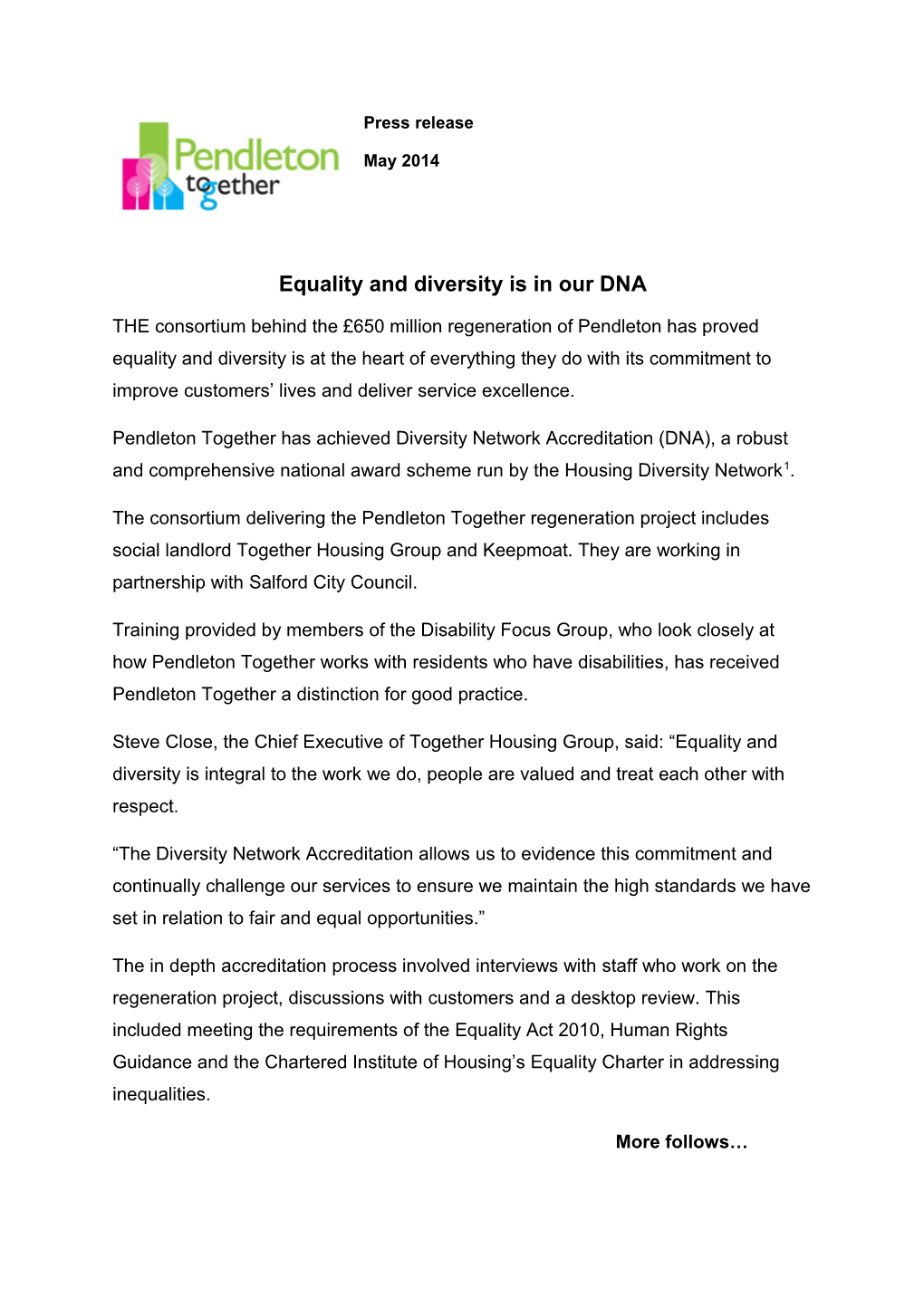 Equality and Diversity Is in Our DNA