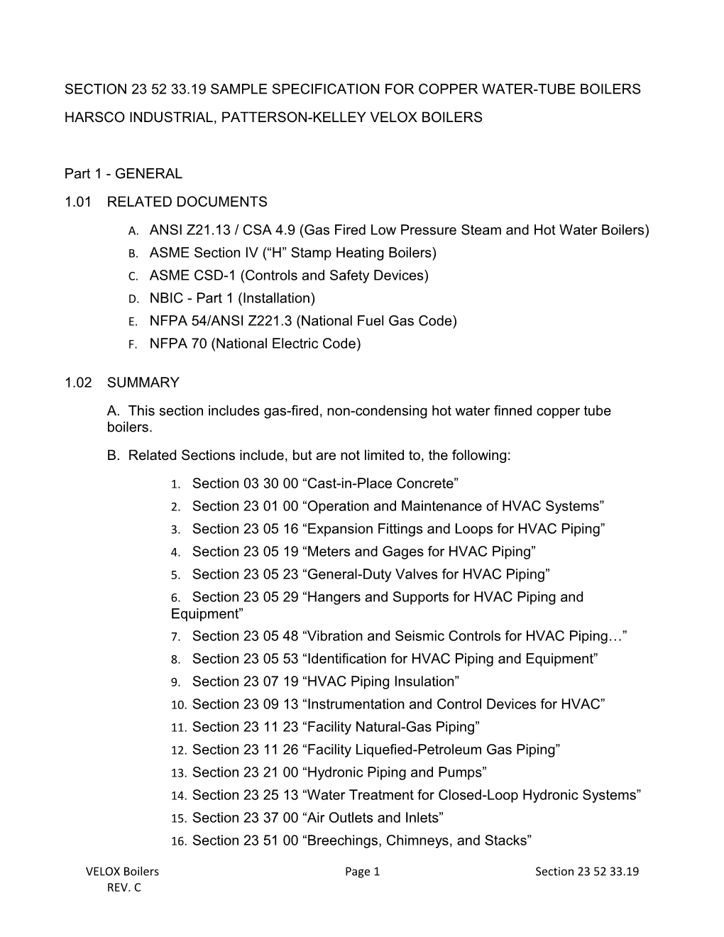 Section 23 52 33.19Sample Specification for Copper Water-Tube Boilers