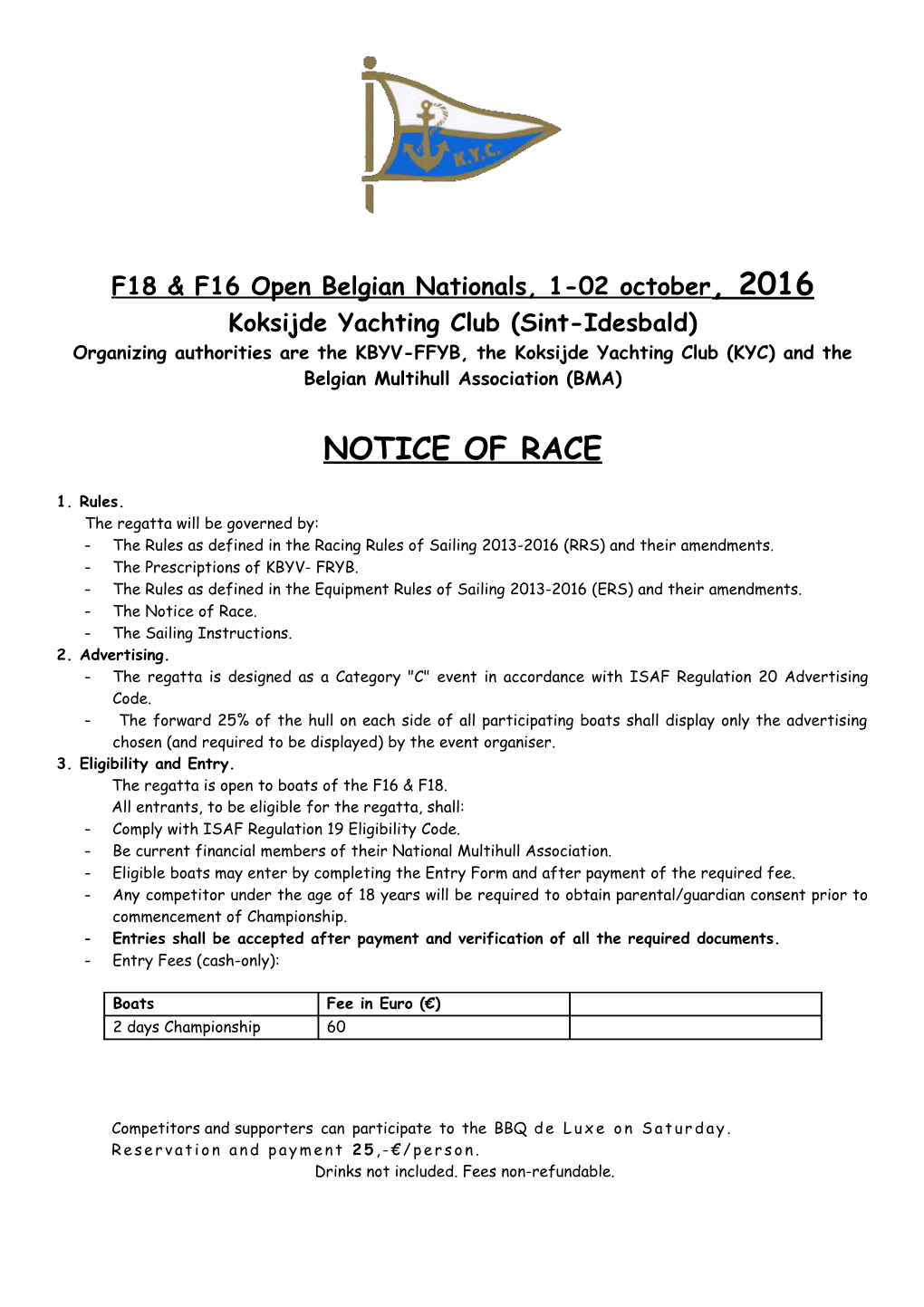 F18 & F16 Open Belgian Nationals, 1-02October, 2016